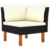 vidaXL 9 Piece Garden Lounge Set with Cushions Poly Rattan Black 9748