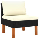vidaXL 9 Piece Garden Lounge Set with Cushions Poly Rattan Black 9748