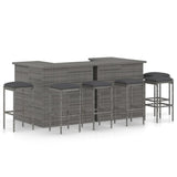 vidaXL 8 Piece Garden Bar Set with Cushions Poly Rattan Gray 4927