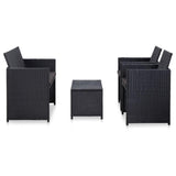 vidaXL 4 Piece Garden Lounge Set with Cushions Poly Rattan Black 5995