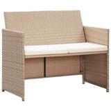 vidaXL 4 Piece Garden Lounge Set with Cushions Beige Poly Rattan 5996
