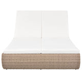 vidaXL Patio Lounge Bed Poly Rattan Beige