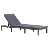 vidaXL Sun Lounger with Cushion Poly Rattan Anthracite