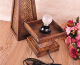 Thai Style Table Lamp Wood & Rattan Desk Lamp