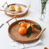 Handmade Fruit Basket, Rattan Weaving Bread Storage Tray