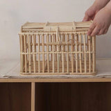Hand-woven rattan storage basket with lid