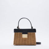 Vintage Woven Rattan Bag Flip Box