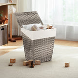 Rattan Handwoven Laundry Hamper Foldable w/Removable Liner