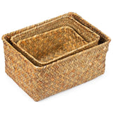 Multisize Handmade Rattan Shelf Baskets & Home Storage Bins