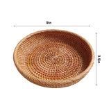 Round Rattan Fruit Baskets Woven Storage Bowls