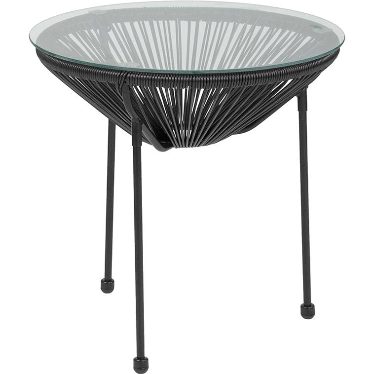 Valencia Oval Comfort Series Take Ten Black Rattan Table with Glass Top
