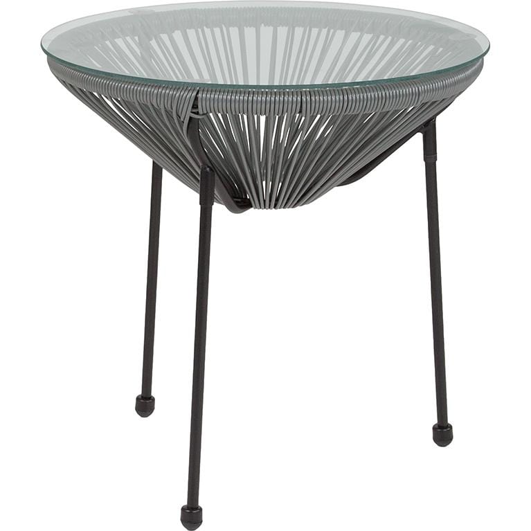 Valencia Oval Comfort Series Take Ten Grey Rattan Table with Glass Top